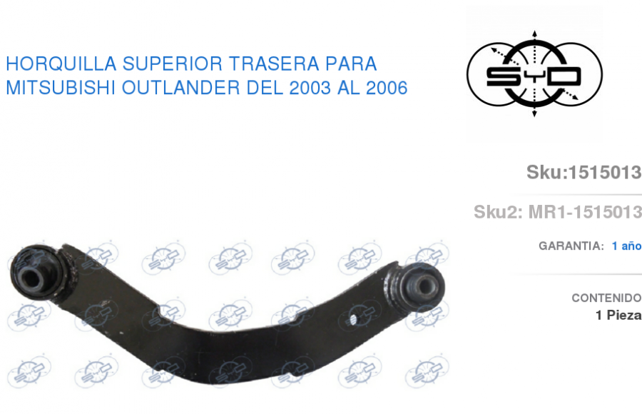 Horquilla Mitsubishi Outlander Trasera 2003 2004 2005 2006 836.42